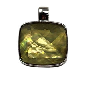 Lia Sophia "Phenomena" Silver Pendant Slide - Square, Abalone under Resin